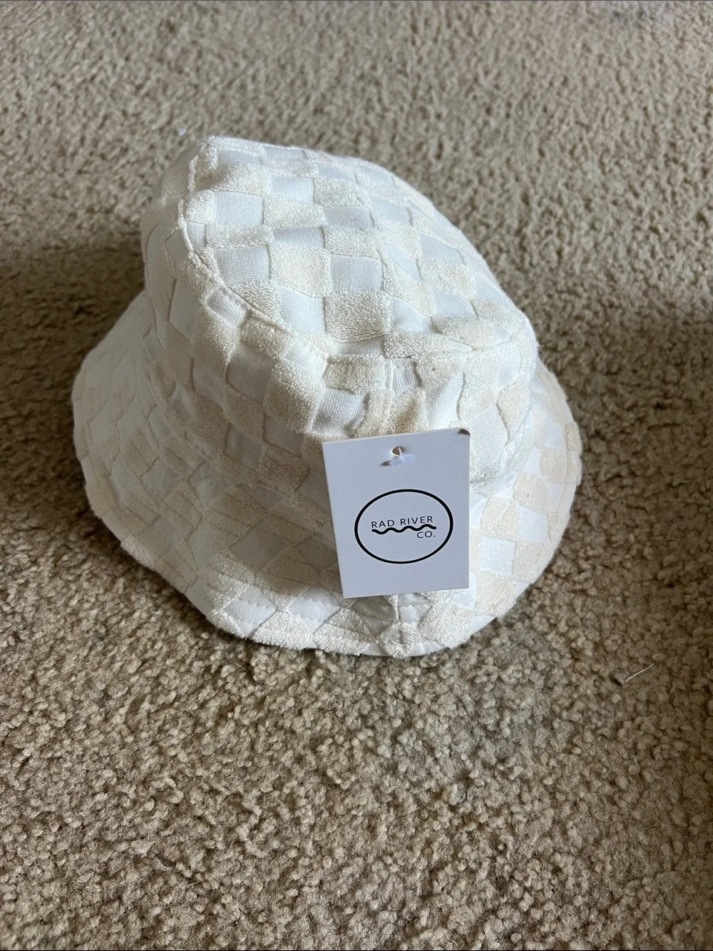 NWT Rad River Co. Kids Cream Checkerboard Bucket Hat